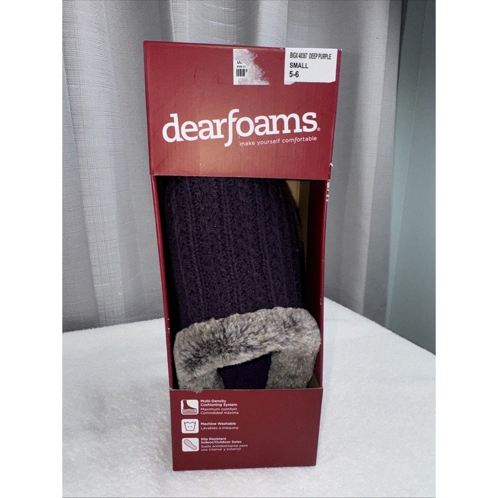 Dearfoams Purple Knit Clog Womans Slippers Size 5/6 S Small NEW In Box